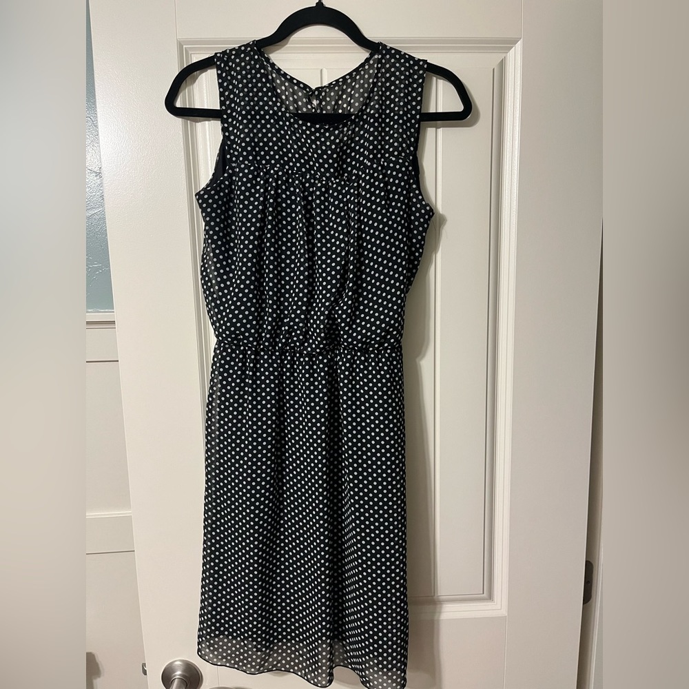 Sleeveless Black & White Polka Dot Dress